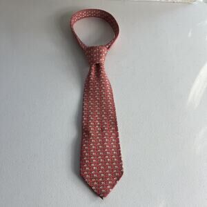 Salvatore Ferragamo Men's Silk Necktie Cow Animal Motif Made In Italy